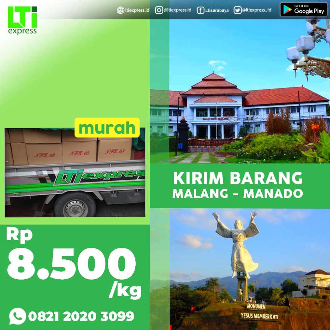 cargo murah malang ke manado