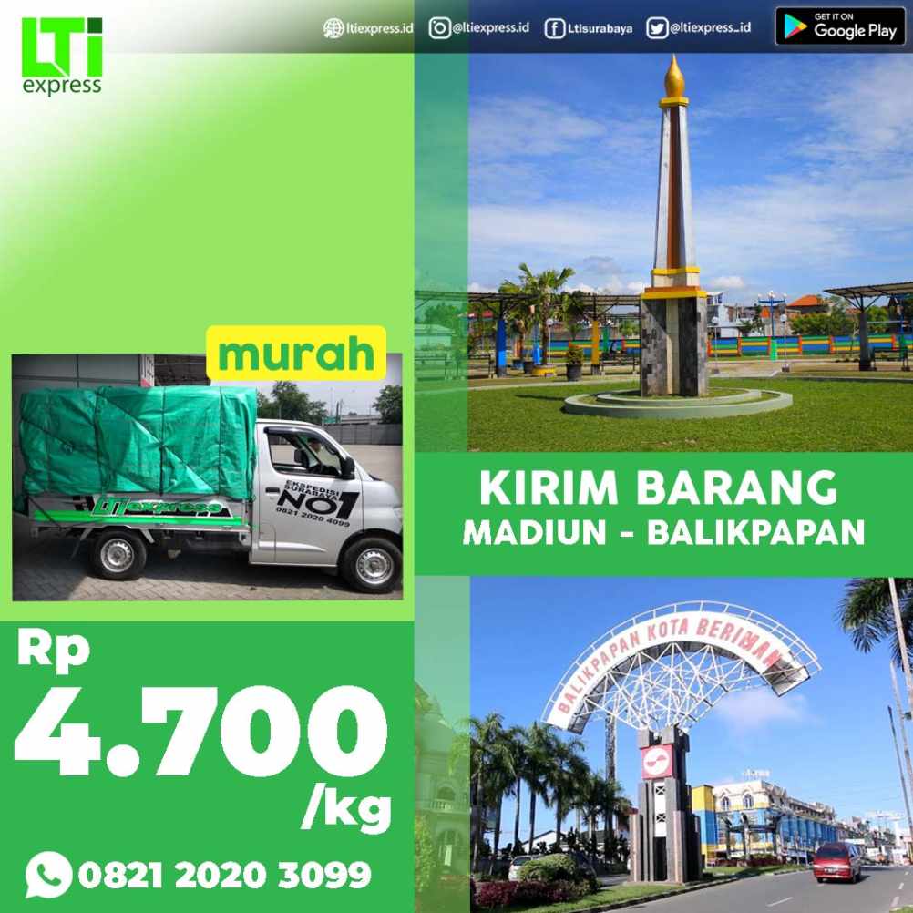 cargo murah madiun ke balikpapan